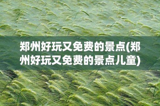 郑州好玩又免费的景点(郑州好玩又免费的景点儿童)