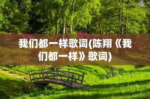我们都一样歌词(陈翔《我们都一样》歌词)