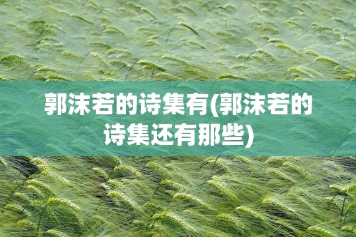 郭沫若的诗集有(郭沫若的诗集还有那些)