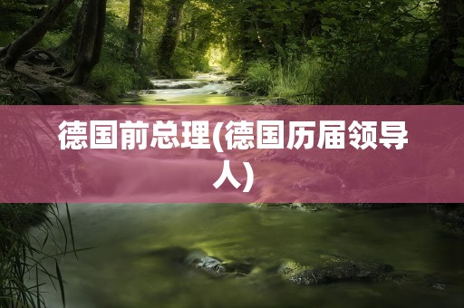 德国前总理(德国历届领导人)
