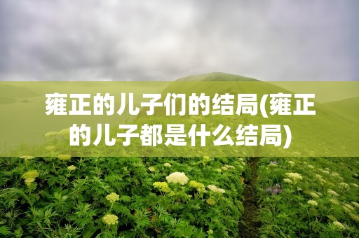 雍正的儿子们的结局(雍正的儿子都是什么结局)
