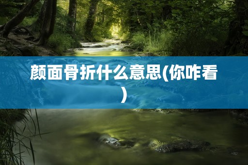 颜面骨折什么意思(你咋看)