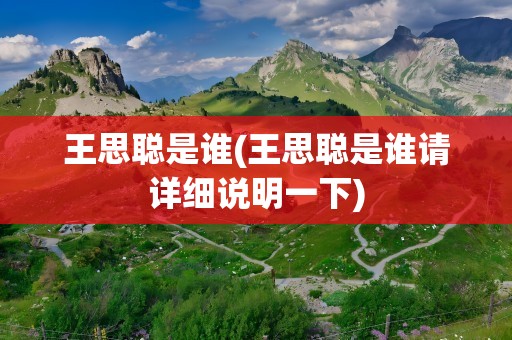 王思聪是谁(王思聪是谁请详细说明一下)