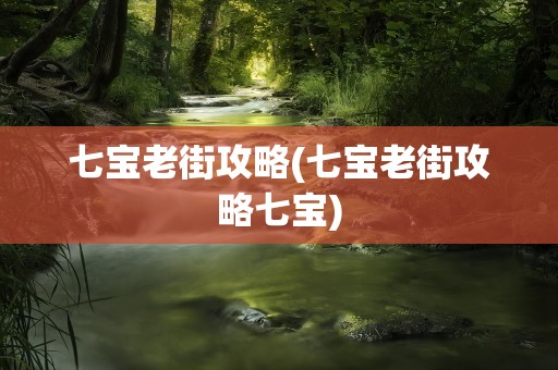 七宝老街攻略(七宝老街攻略七宝)