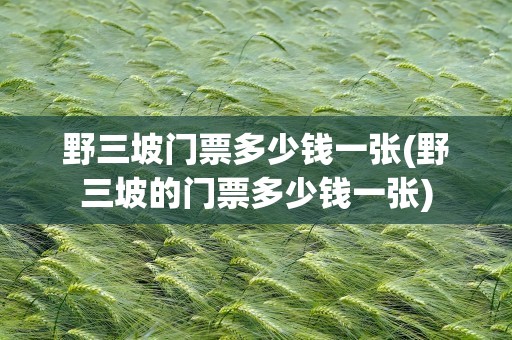 野三坡门票多少钱一张(野三坡的门票多少钱一张)