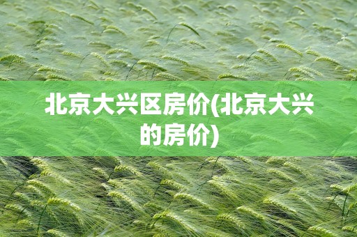 北京大兴区房价(北京大兴的房价)
