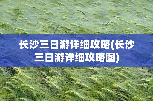 长沙三日游详细攻略(长沙三日游详细攻略图)