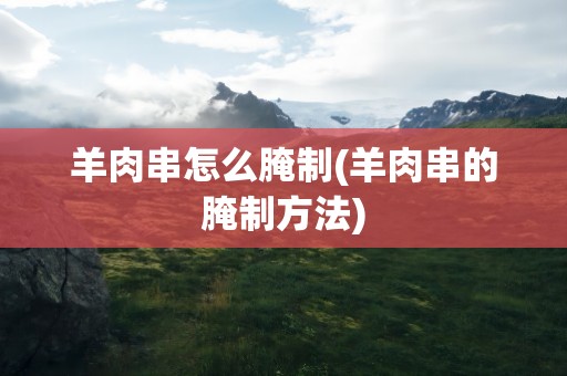 羊肉串怎么腌制(羊肉串的腌制方法)
