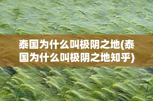 泰国为什么叫极阴之地(泰国为什么叫极阴之地知乎)
