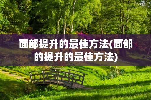 面部提升的最佳方法(面部的提升的最佳方法)