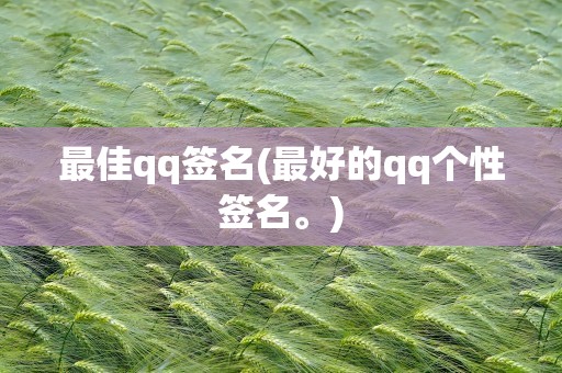 最佳qq签名(最好的qq个性签名。)