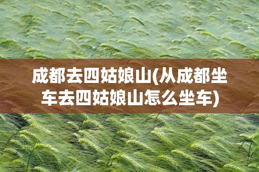 成都去四姑娘山(从成都坐车去四姑娘山怎么坐车)