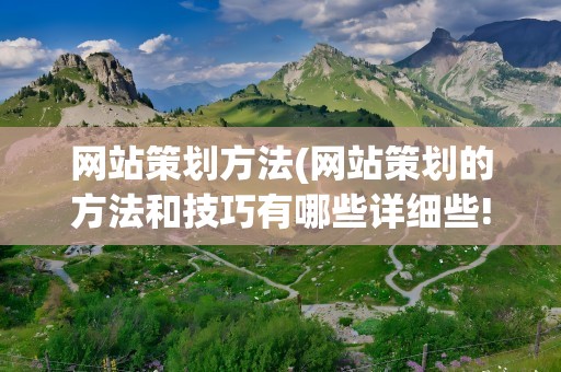 网站策划方法(网站策划的方法和技巧有哪些详细些!)