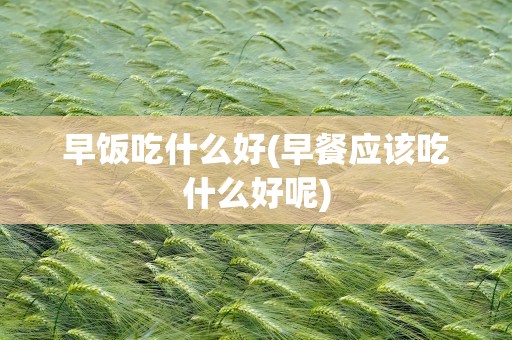 早饭吃什么好(早餐应该吃什么好呢)