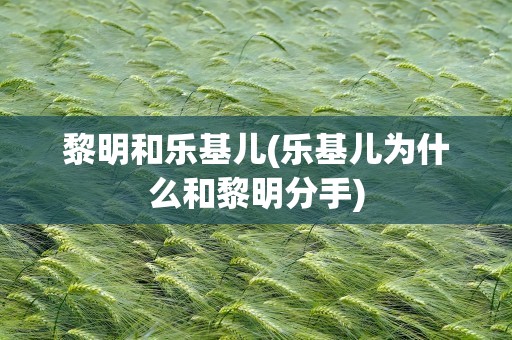黎明和乐基儿(乐基儿为什么和黎明分手)