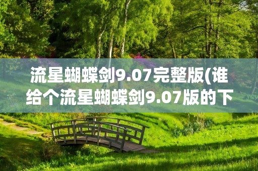 流星蝴蝶剑9.07完整版(谁给个流星蝴蝶剑9.07版的下载地址)