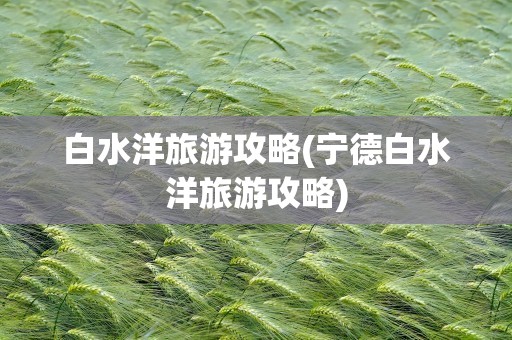 白水洋旅游攻略(宁德白水洋旅游攻略)