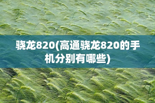 骁龙820(高通骁龙820的手机分别有哪些)