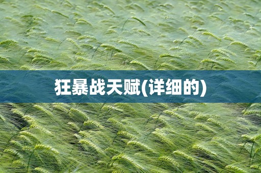 狂暴战天赋(详细的)