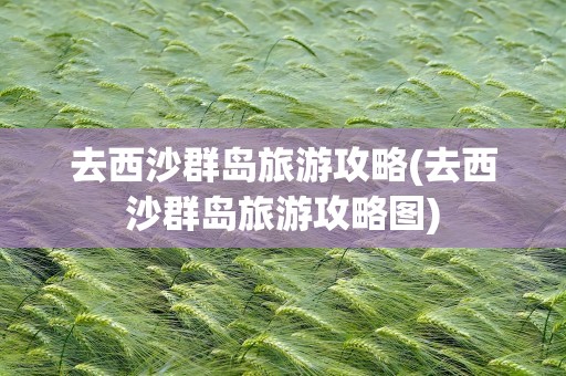 去西沙群岛旅游攻略(去西沙群岛旅游攻略图)