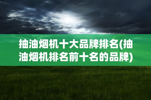 抽油烟机十大品牌排名(抽油烟机排名前十名的品牌)