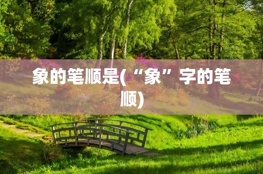 象的笔顺是(“象”字的笔顺)
