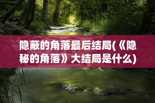 隐蔽的角落最后结局(《隐秘的角落》大结局是什么)