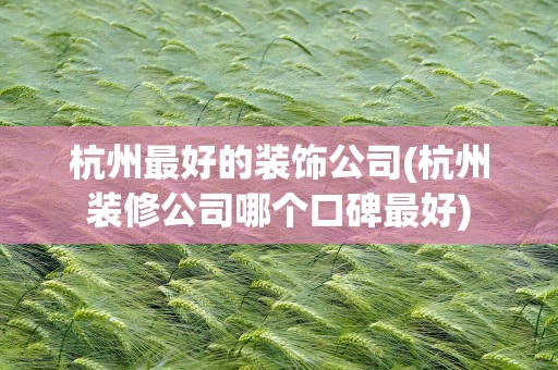 杭州最好的装饰公司(杭州装修公司哪个口碑最好)