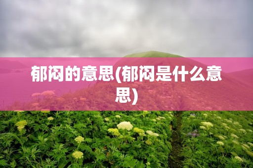 郁闷的意思(郁闷是什么意思)