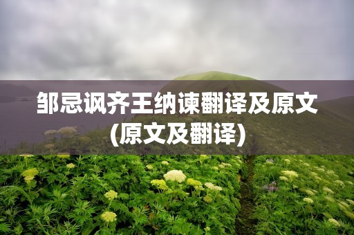 邹忌讽齐王纳谏翻译及原文(原文及翻译)