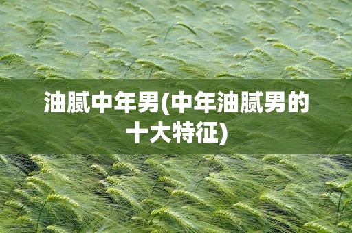 油腻中年男(中年油腻男的十大特征)