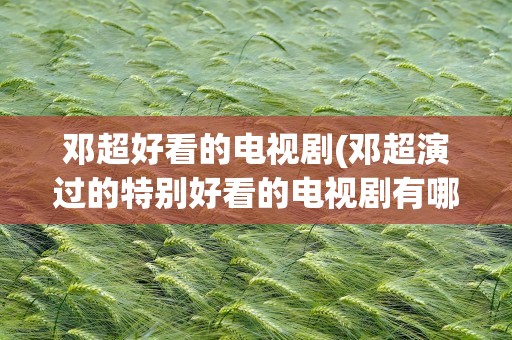 邓超好看的电视剧(邓超演过的特别好看的电视剧有哪些)