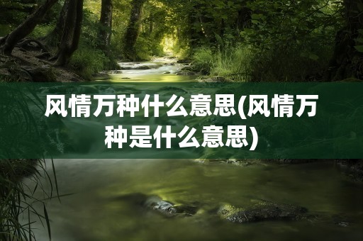 风情万种什么意思(风情万种是什么意思)
