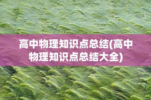 高中物理知识点总结(高中物理知识点总结大全)