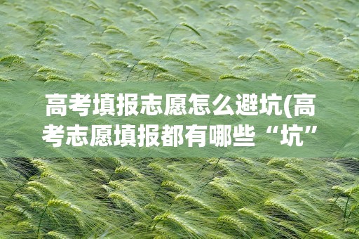 高考填报志愿怎么避坑(高考志愿填报都有哪些“坑”怎样才能合理避坑)