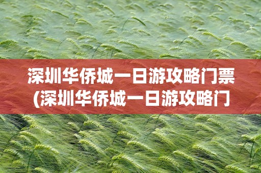深圳华侨城一日游攻略门票(深圳华侨城一日游攻略门票多少)