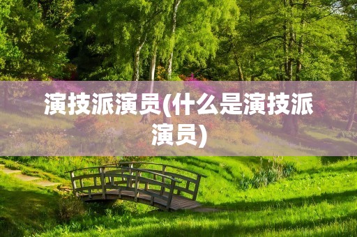 演技派演员(什么是演技派演员)