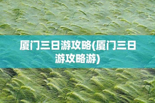 厦门三日游攻略(厦门三日游攻略游)
