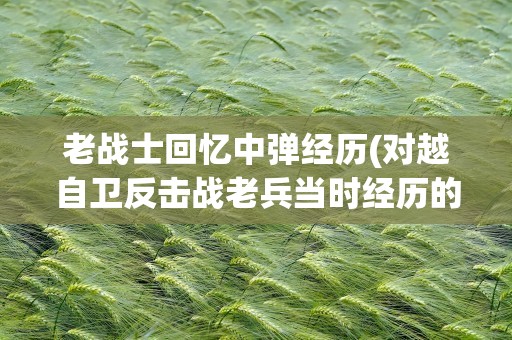老战士回忆中弹经历(对越自卫反击战老兵当时经历的真实情况是怎么样的)