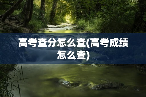 高考查分怎么查(高考成绩怎么查)