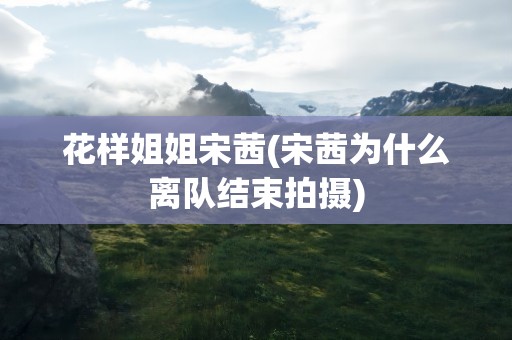 花样姐姐宋茜(宋茜为什么离队结束拍摄)