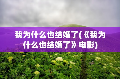 我为什么也结婚了(《我为什么也结婚了》电影)