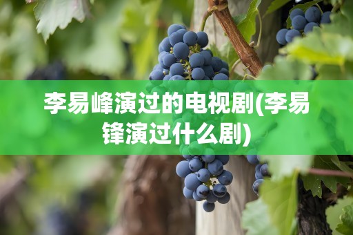 李易峰演过的电视剧(李易锋演过什么剧)
