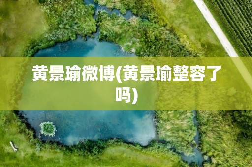 黄景瑜微博(黄景瑜整容了吗)