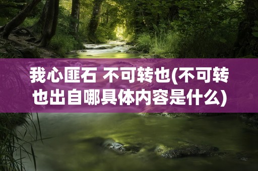 我心匪石 不可转也(不可转也出自哪具体内容是什么)