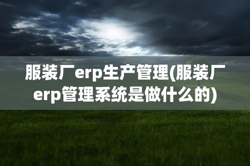 服装厂erp生产管理(服装厂erp管理系统是做什么的)