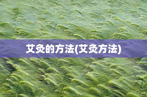艾灸的方法(艾灸方法)