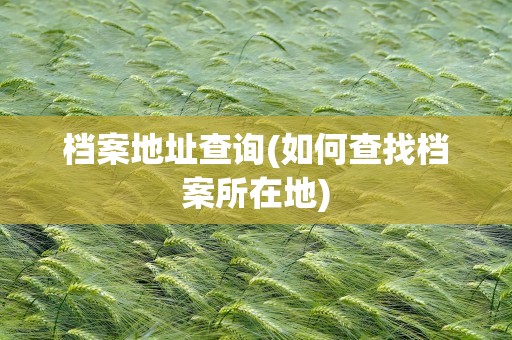 档案地址查询(如何查找档案所在地)