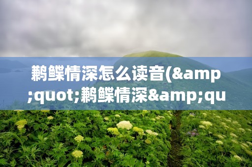鹣鲽情深怎么读音(&quot;鹣鲽情深&quot;怎么读音)