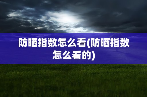防晒指数怎么看(防晒指数怎么看的)